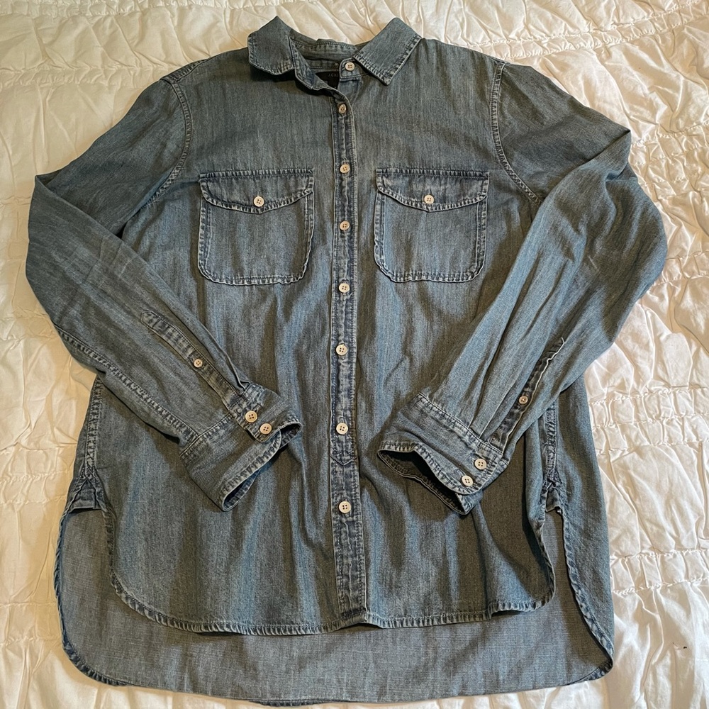 J Crew Button Up Denim Shirt S